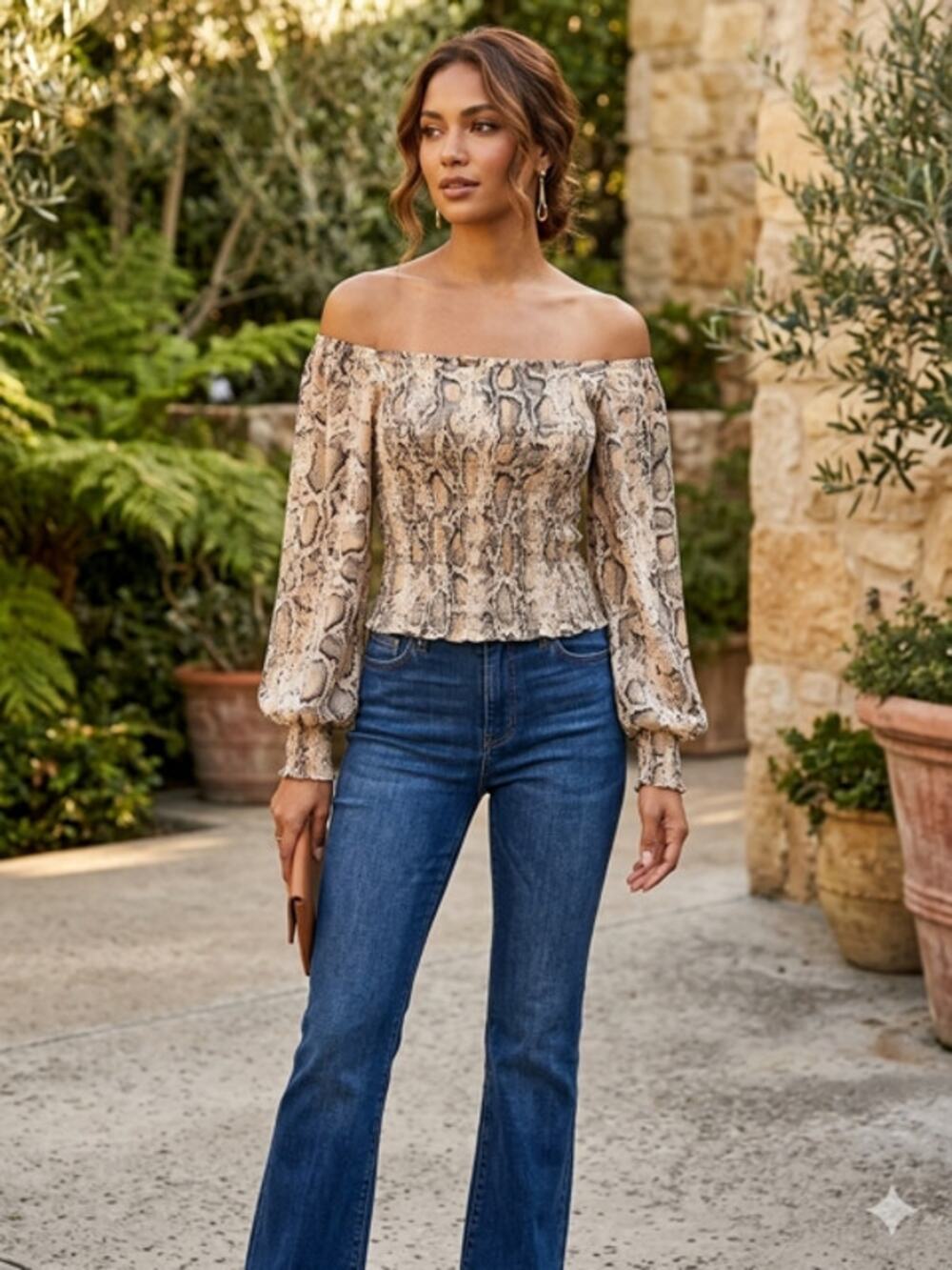 Strut & Bolt - Smock Snakeskin Blouse - Small